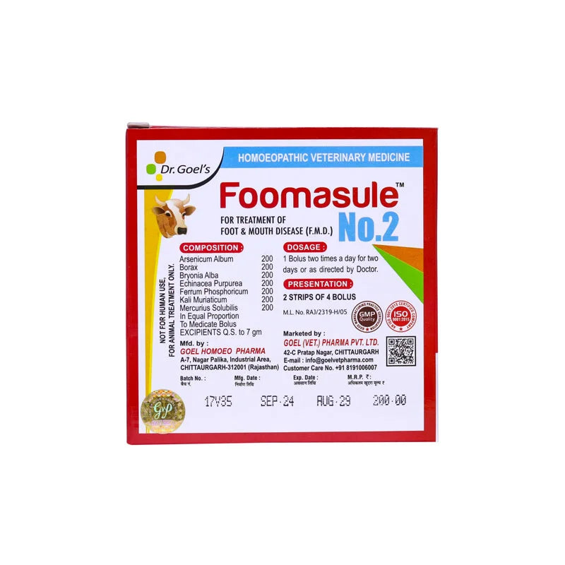 FOOMASULE No. 2 for CATTLE For Treatment of FMD
