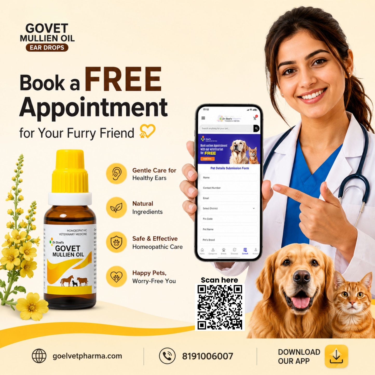 GOVET MULLIEN OIL EAR DROPS FOR DOG, CAT, COW & BUFFALO