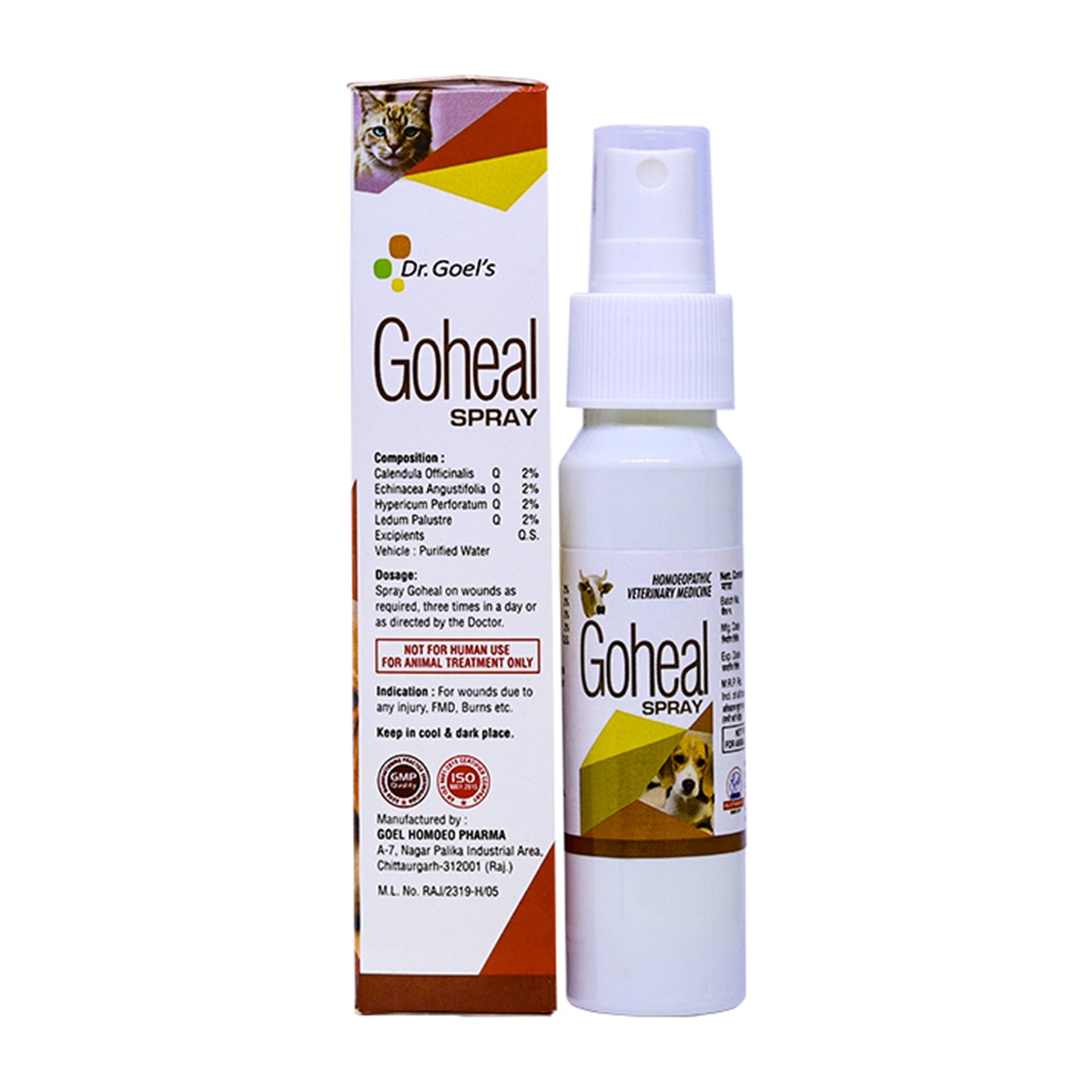 GOHEAL SPRAY For Wounds due to injury, FMD, Burns