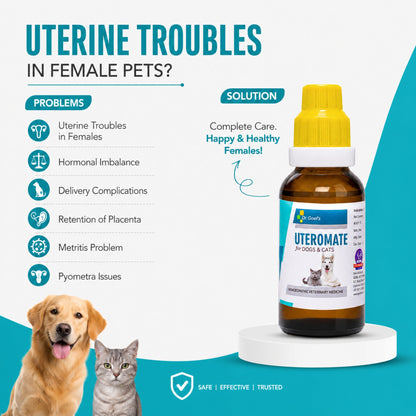 UTEROMATE DROPS for PETS 30ML For UTERINE Troubles in Females