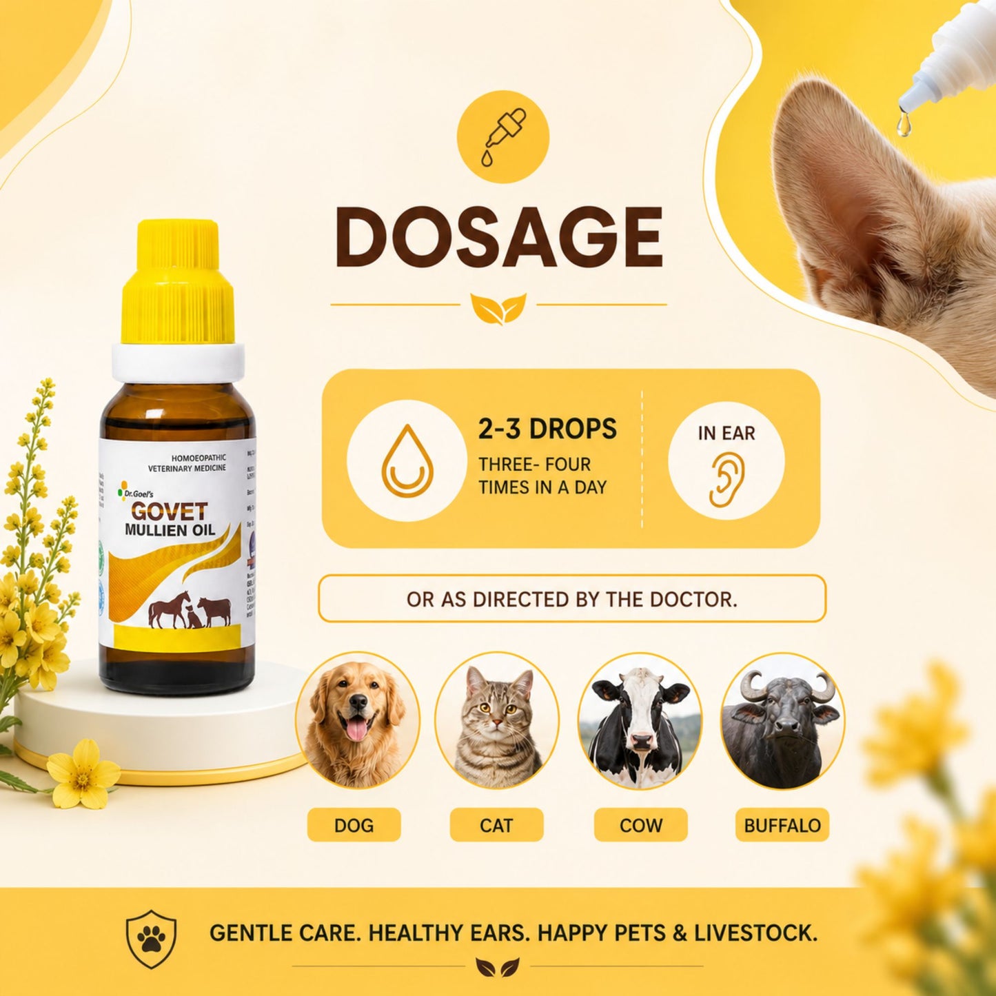 GOVET MULLIEN OIL EAR DROPS FOR DOG, CAT, COW & BUFFALO