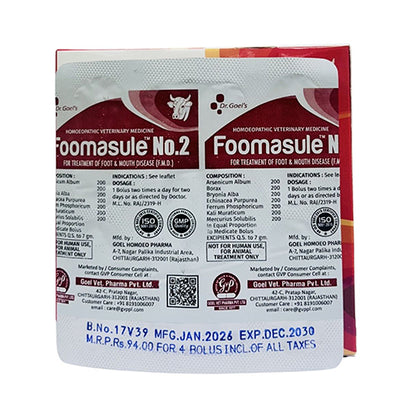 FOOMASULE No. 2 for CATTLE For Treatment of FMD