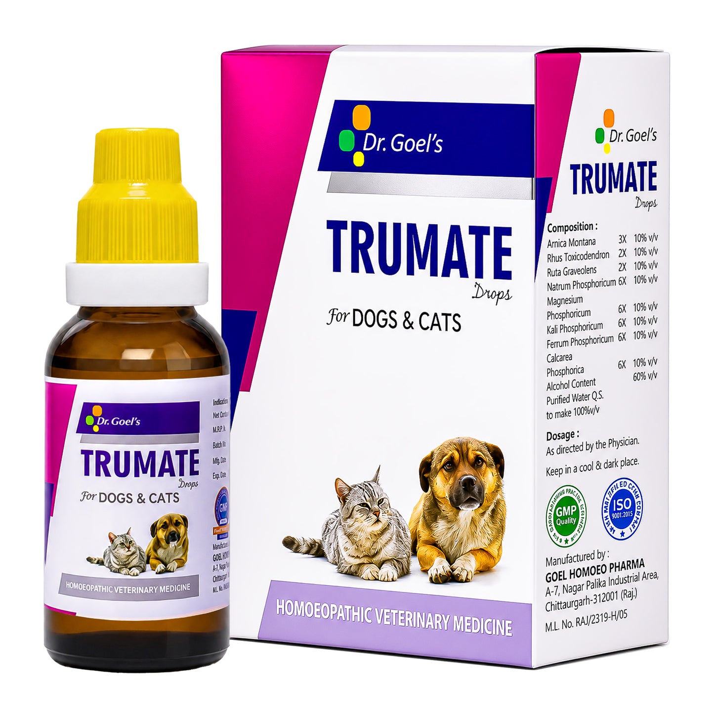 TRUMATE DROPS for PETS 20ML for Injury, Sprain, Trauma, Ear Hematoma