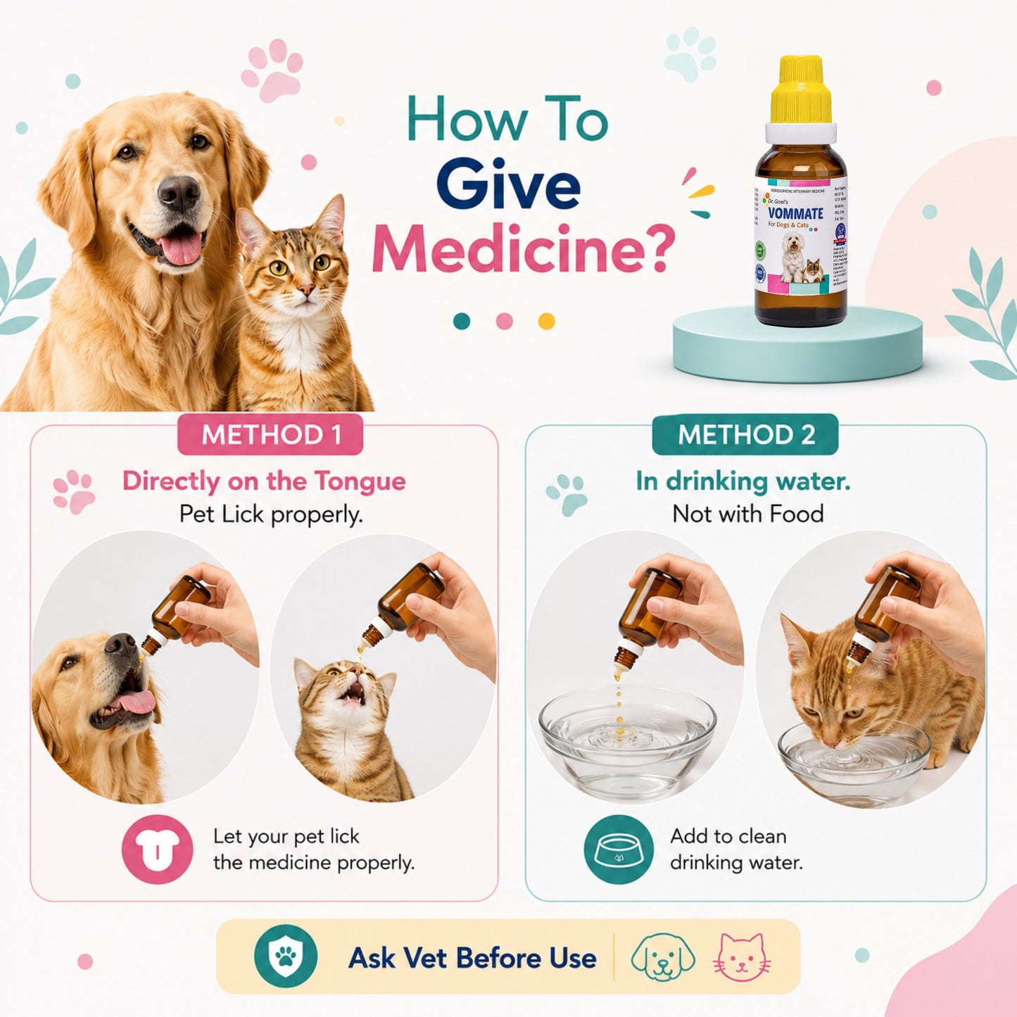 VOMMATE DROPS for PETS 30ML For Vomiting complaints