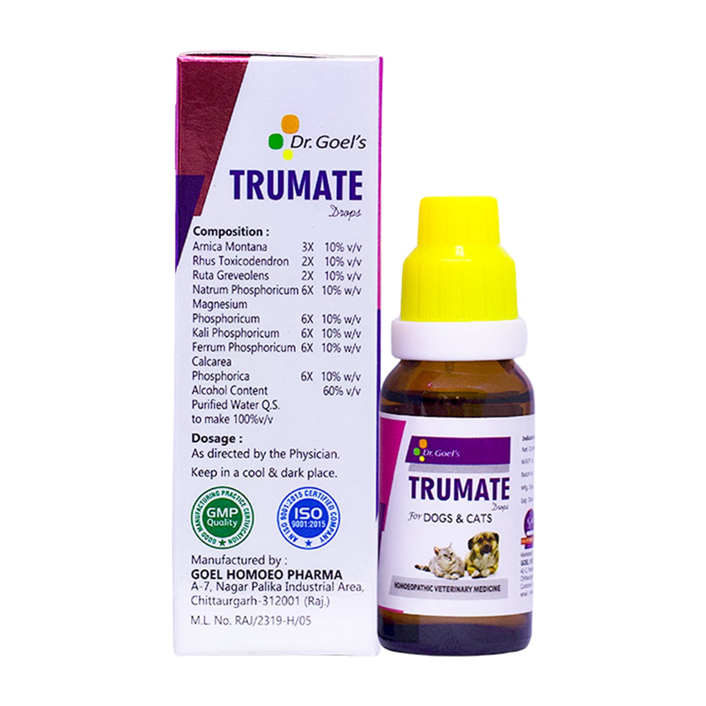 TRUMATE DROPS for PETS 20ML for Injury, Sprain, Trauma, Ear Hematoma