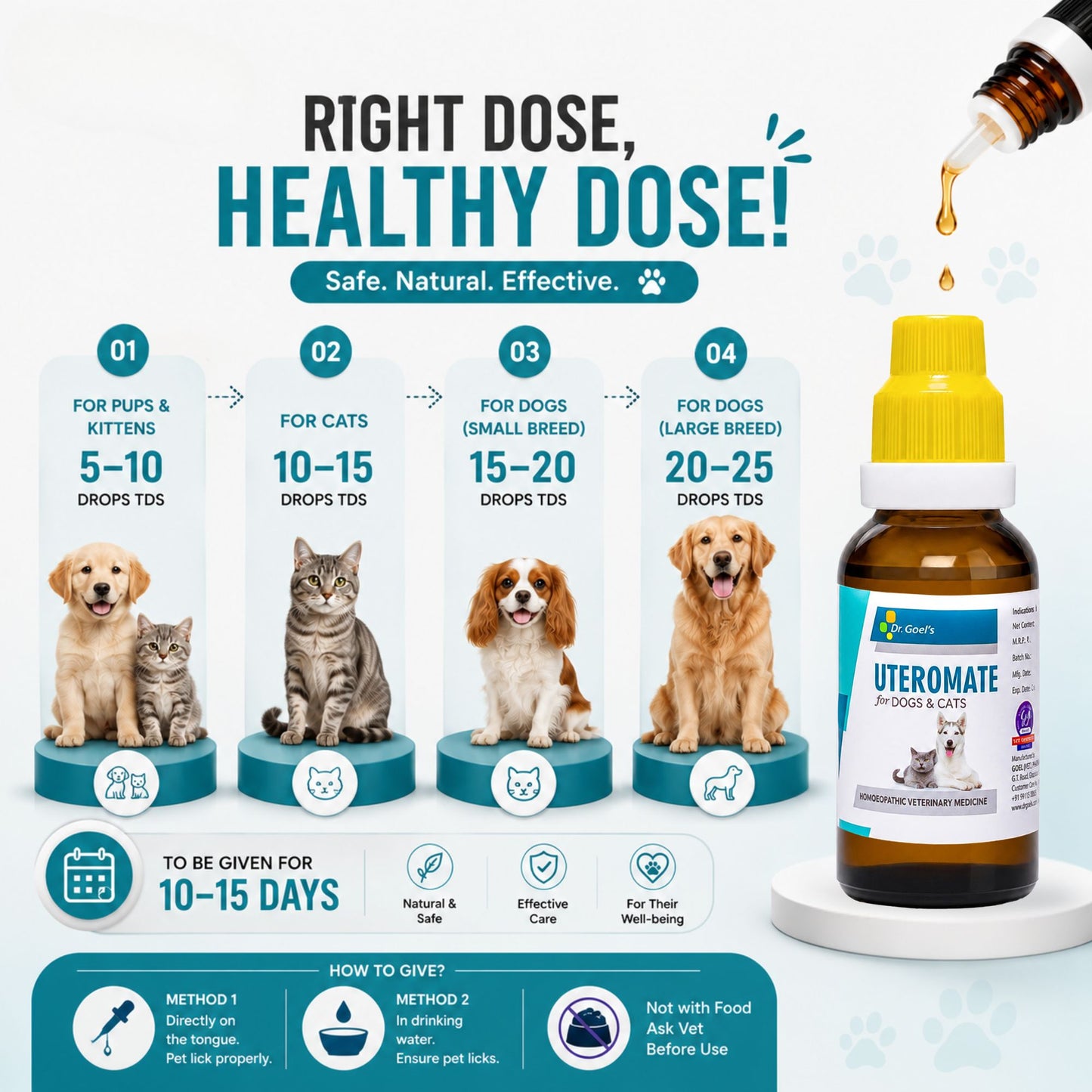 UTEROMATE DROPS for PETS 30ML For UTERINE Troubles in Females