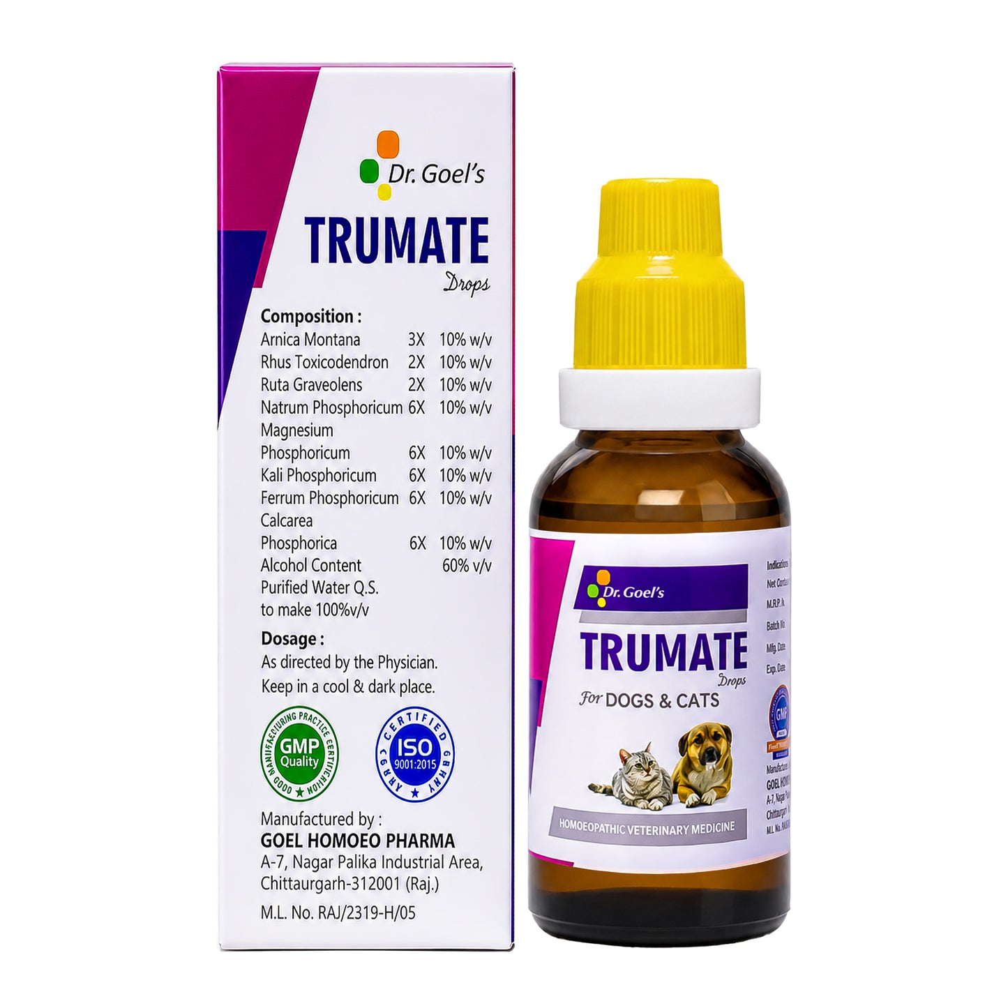 TRUMATE DROPS for PETS 20ML for Injury, Sprain, Trauma, Ear Hematoma