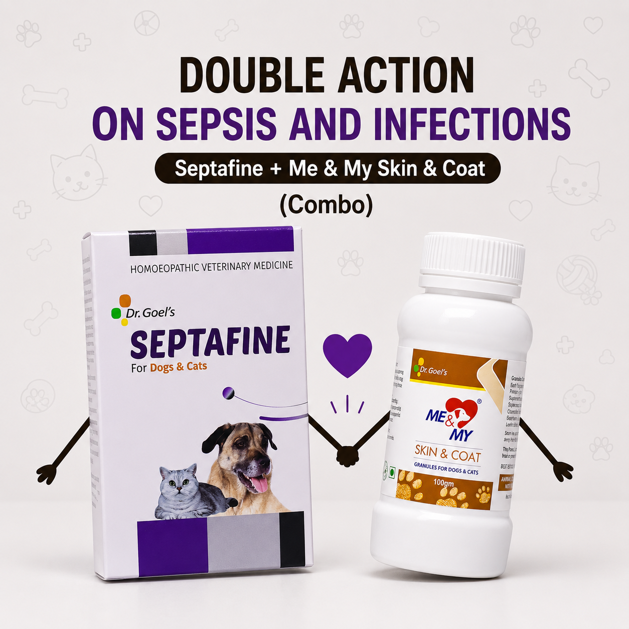 DOUBLE ACTION ON SEPSIS AND INFECTIONS Septafine + Me & My Skin & Coat (Combo)