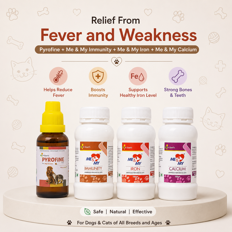 Relief From Fever and Weakness Pyrofine + Me & My Immunity + Me & My Iron + Me & My Calcium (Combo)