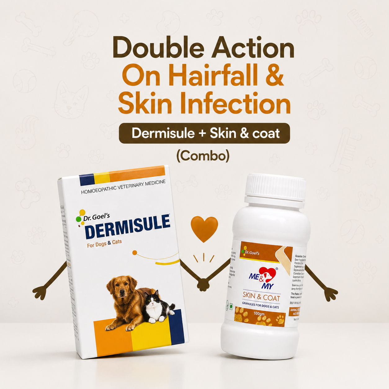Double Action On Hairfall & Skin Infection Dermisule + Skin & coat (Combo)